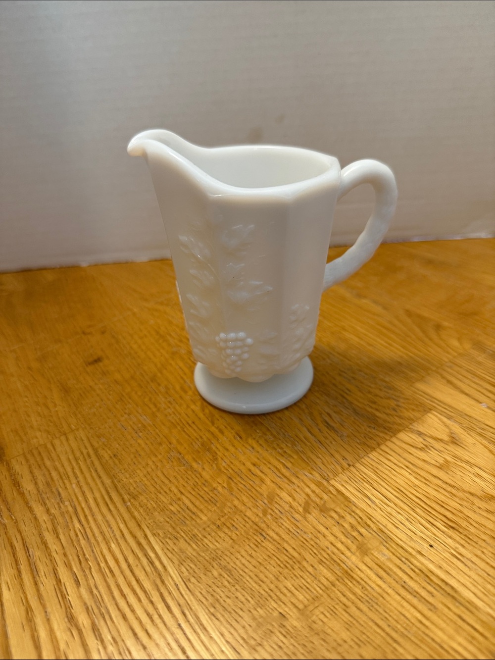 Westmoreland White Milk Glass Creamer with Grape Relief